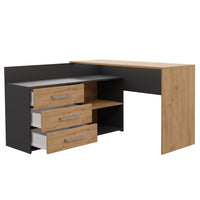 Set ECKSCHREIBTISCH DANY ANTHRAZIT / EICHE ARTISAN + Sessel DRIFT SCHWARZ – Produktabbildung 6