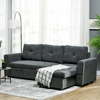 3-seater sofa with bed function, sofa bed with chaise longue, upholstered sofa, dark grey (10)