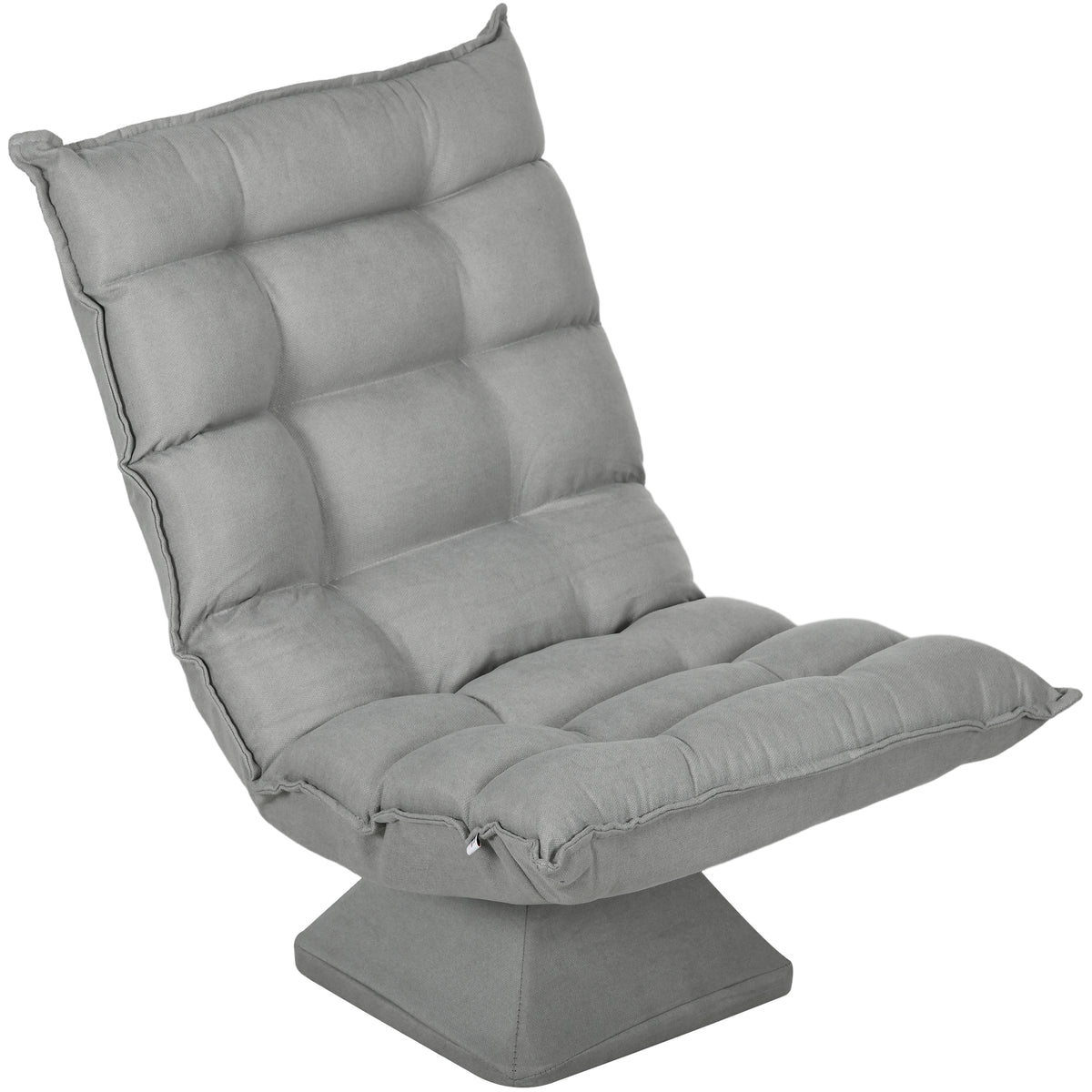Recliner reading chair, swivel, velvet look, 62 cm x 70 cm x 95 cm, light grey