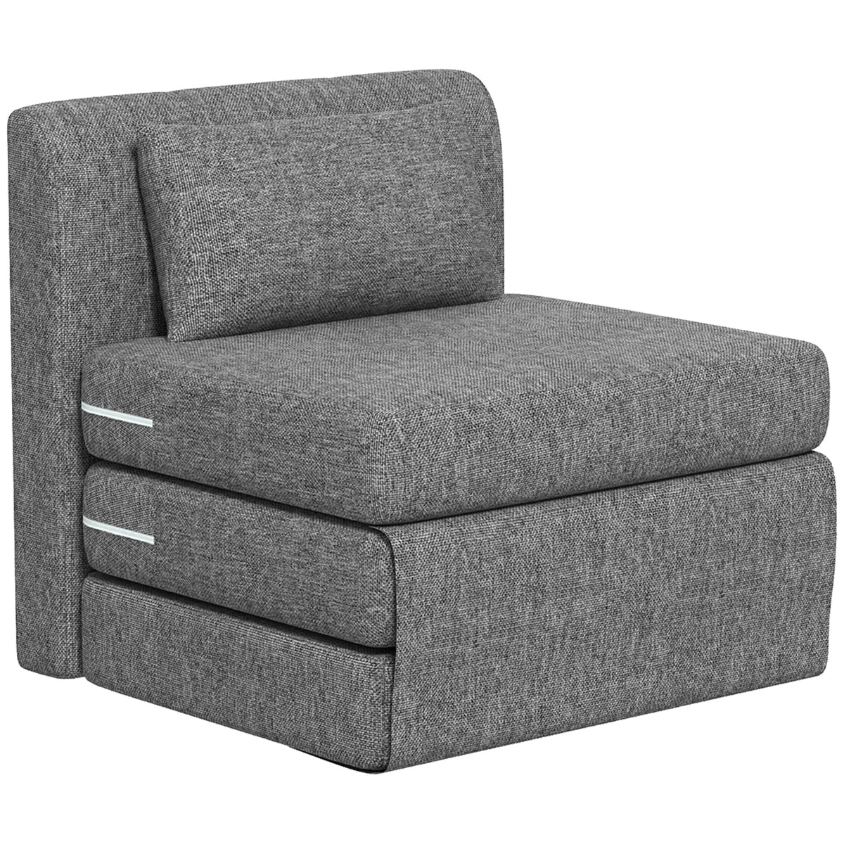 Sleeper chair, guest mattress, triple-fold, compact, metal frame, 80x75x74 cm, grey