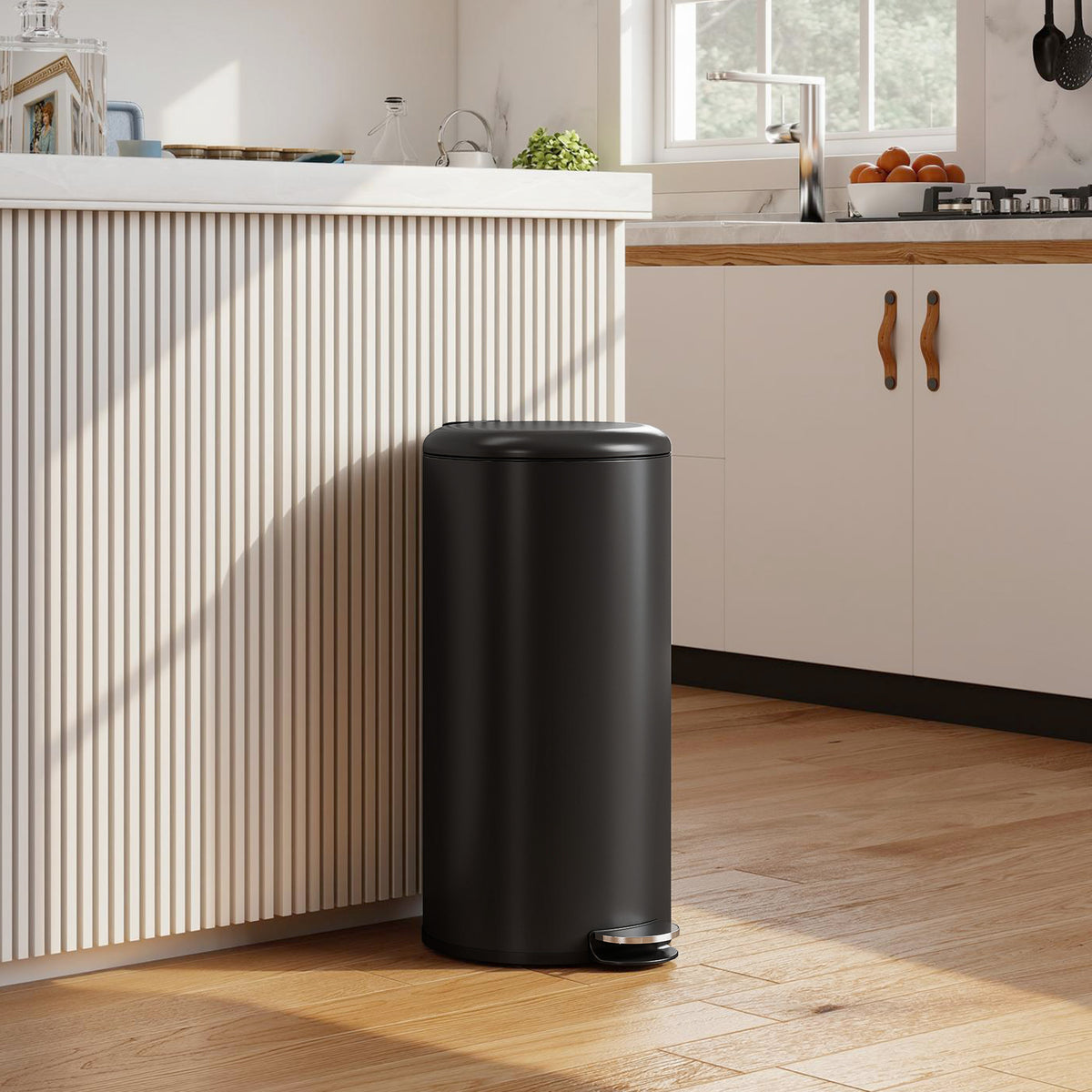 30L Trash Can Pedal Bin Waste Bin with Lid Foot Pedal Inner Bucket, Soft-Close Function 36 x 30 x 63.5 cm, Black (2)
