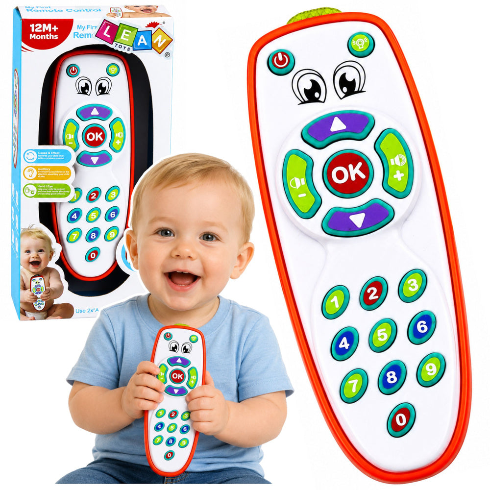 Interactive learning remote control for toddlers with adjustable lights and sounds