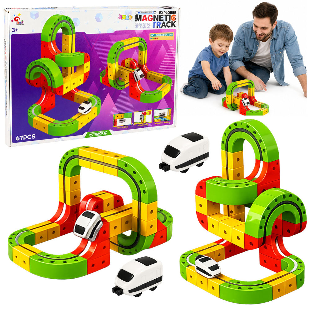 Magnetic tracks with electric train 3D creative construction set 67 pieces
