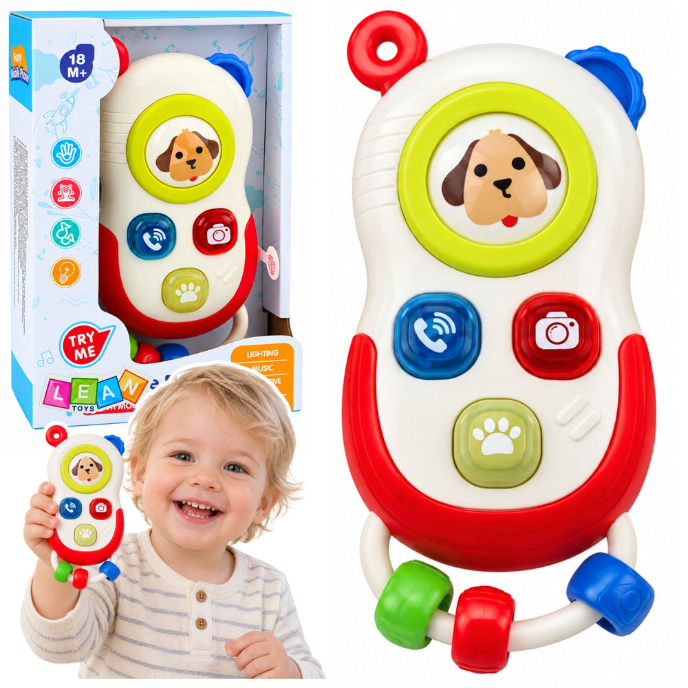 Interactive phone for toddlers: movable elements, lights, sounds