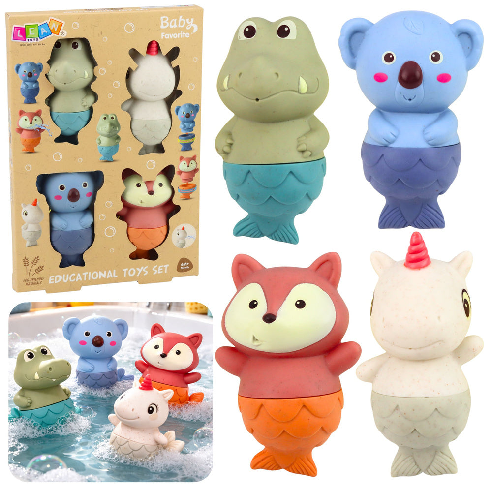 Set of 4 rubber mermaid bath toys