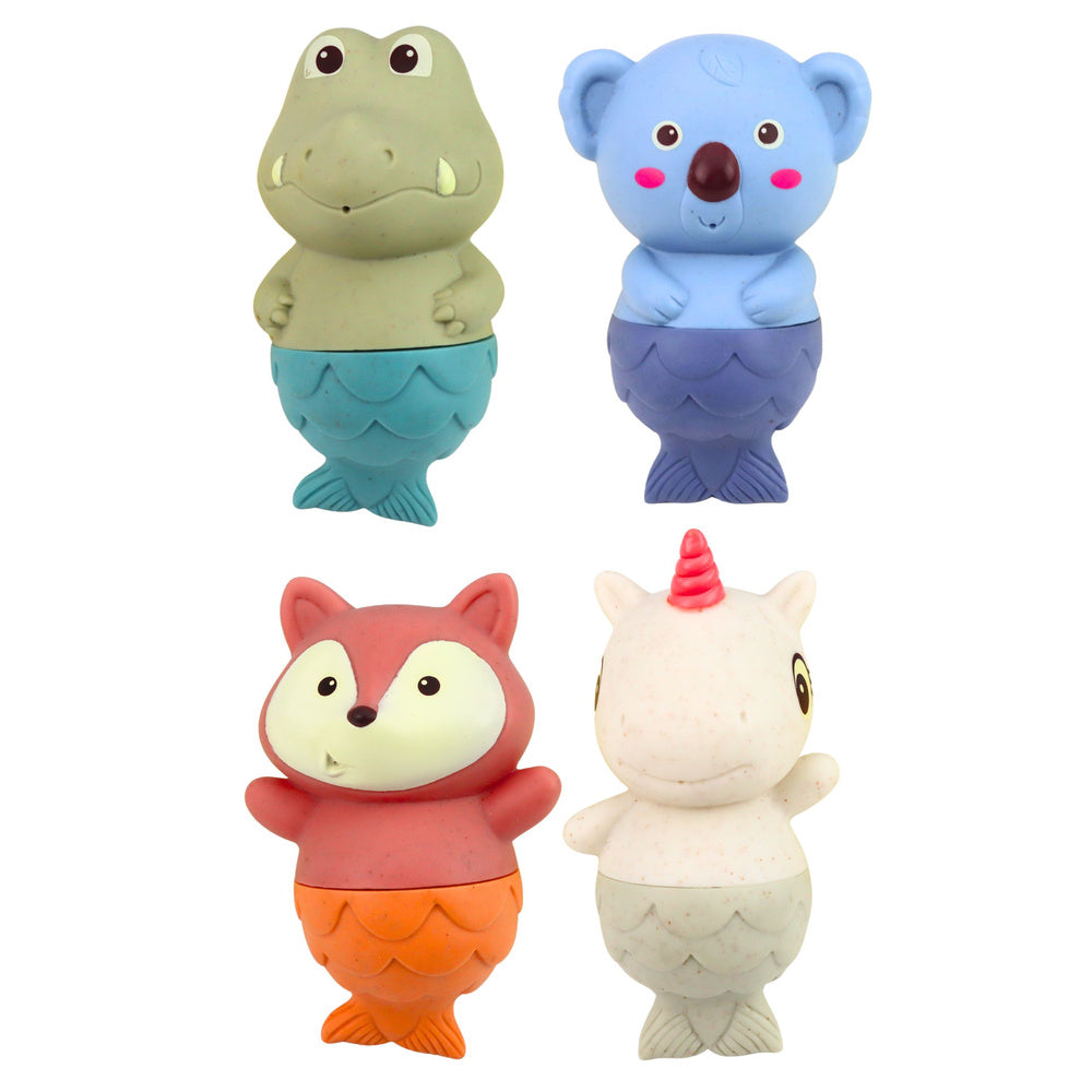 Set of 4 rubber mermaid bath toys (2)