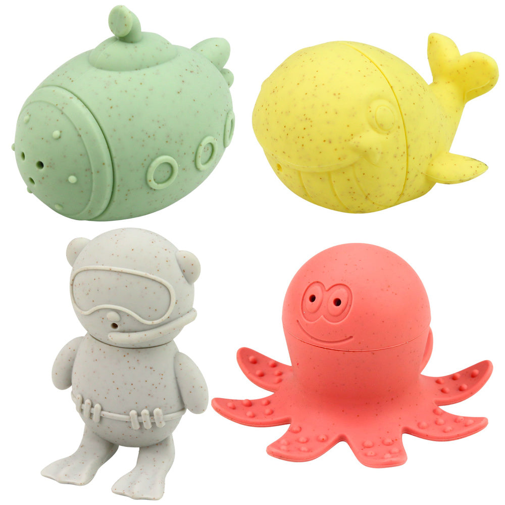 Educational bath toys, sensory rubber figures, pastel colors, 4 pieces (2)