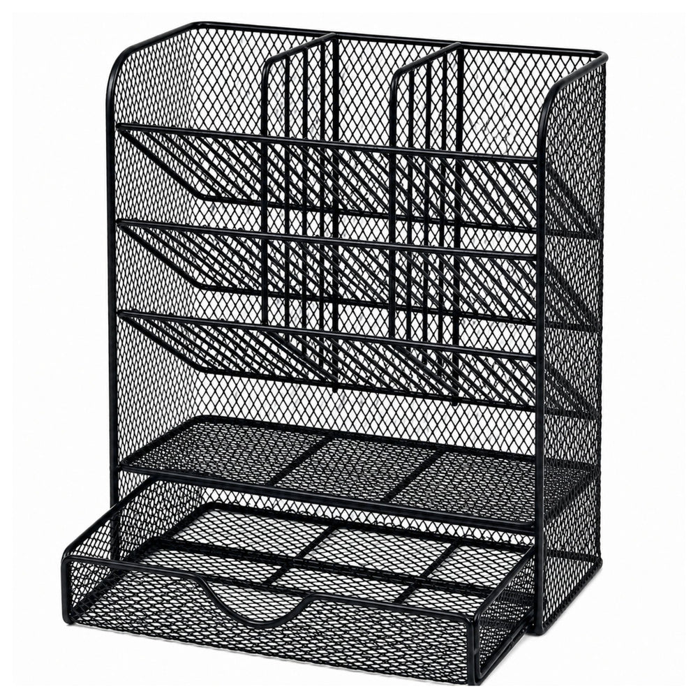 Metal desk organizer for pens and accessories, black (2)