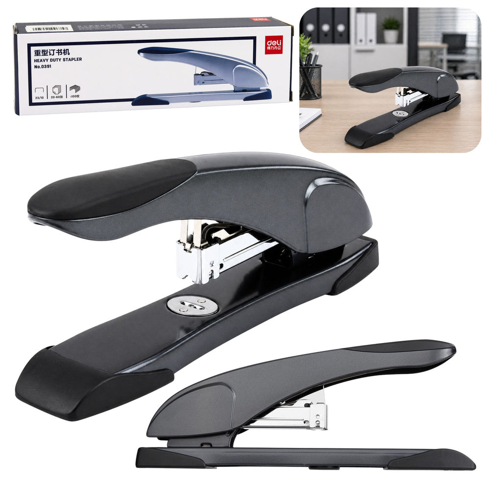 Large office and school stapler, holds up to 100 sheets, 23/10, black