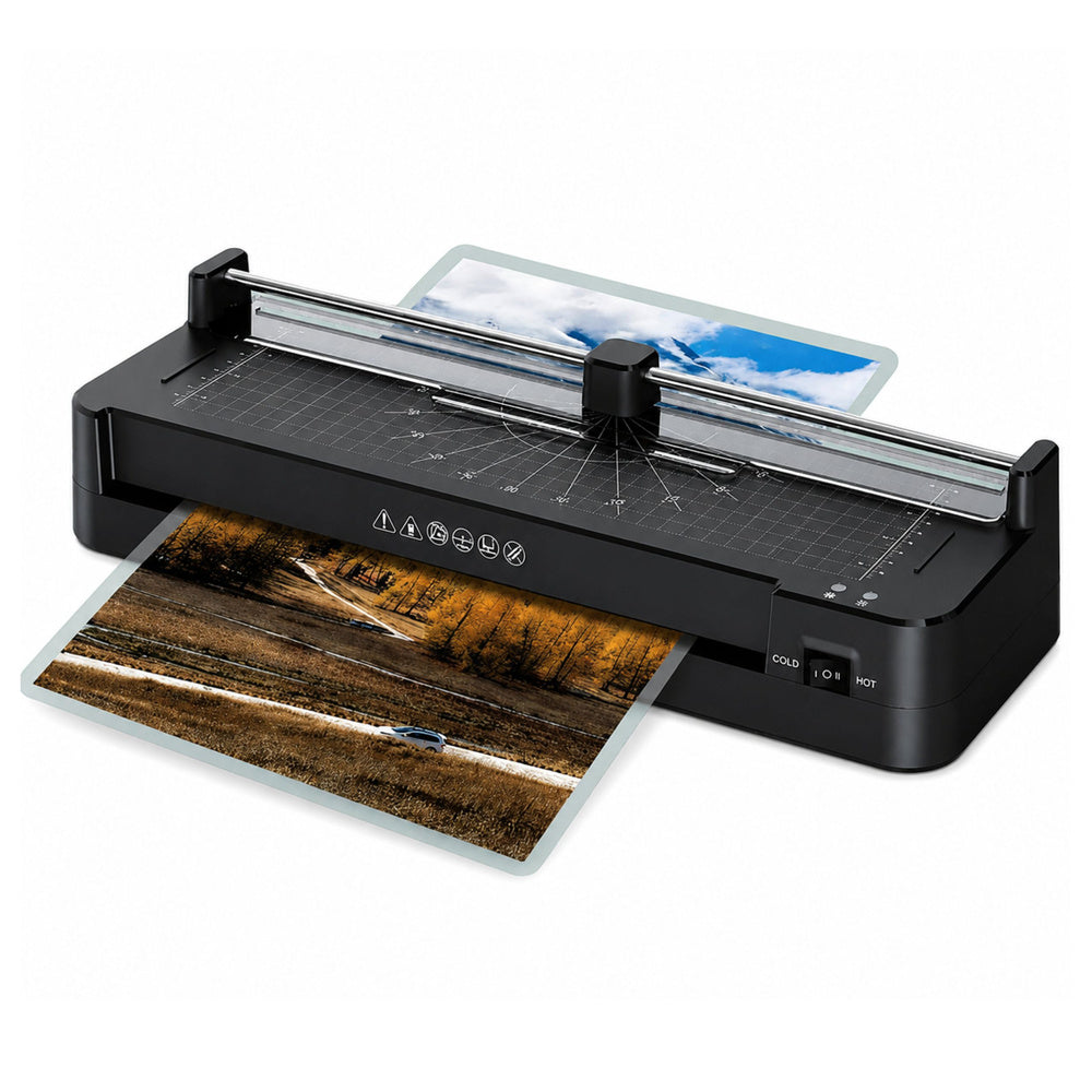 3-in-1 laminator with sealing and cutting function for A3 photo documents, black (2)