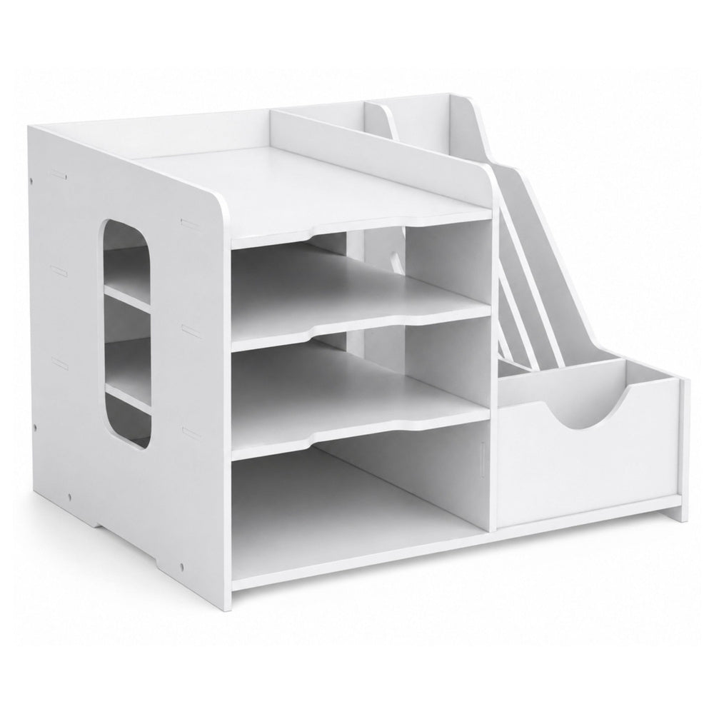 Wooden Desk Organizer for File Folders and Documents, White (2)