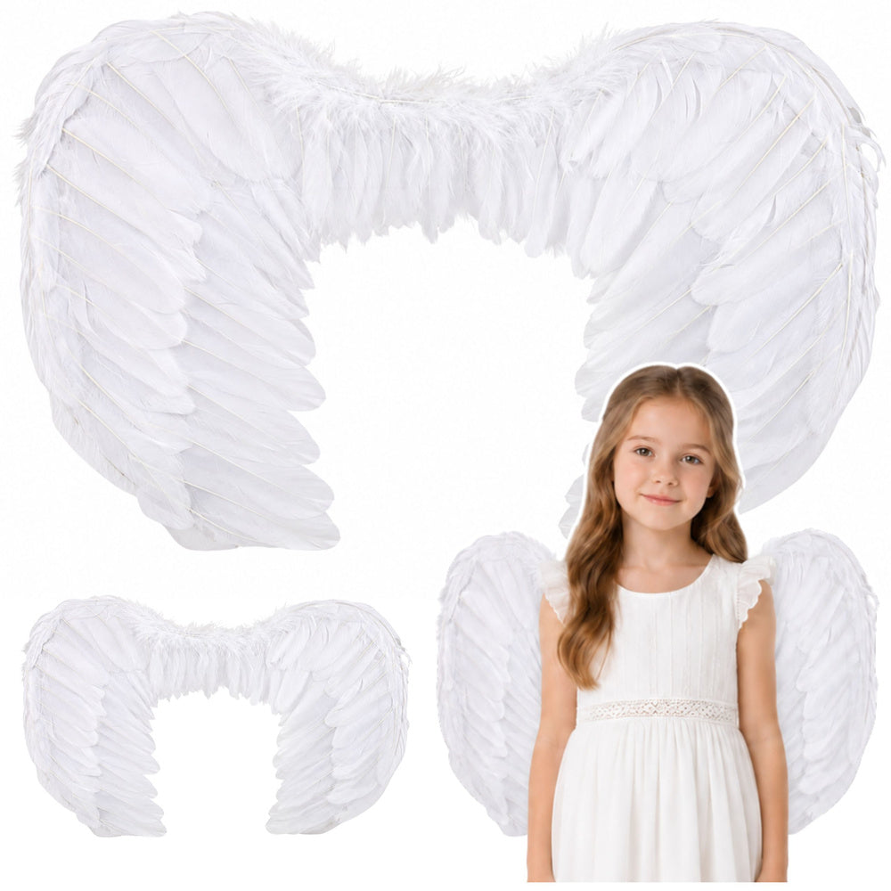 Feather angel wings for nativity plays, carnival costumes for children, 54 x 35 cm