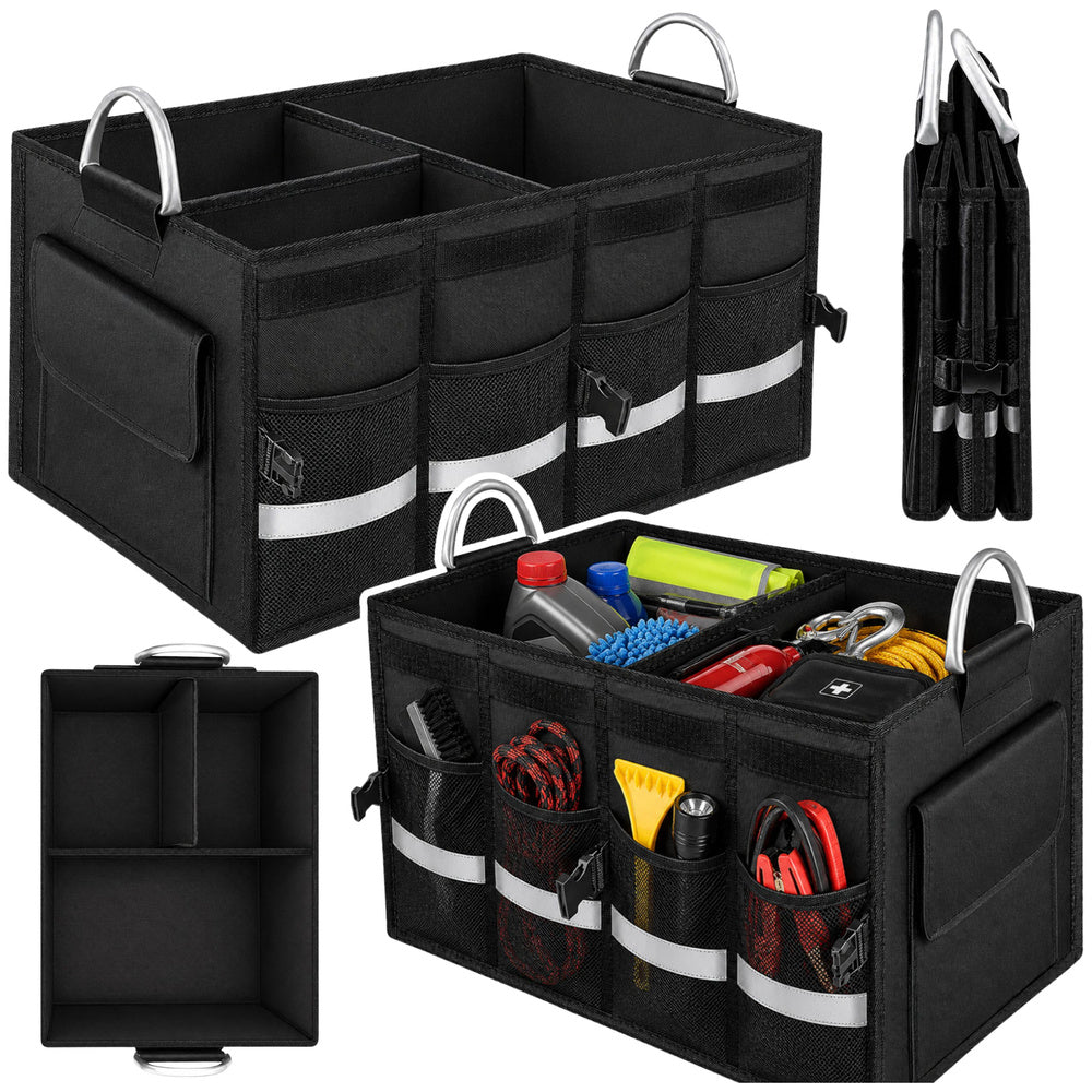 Large, foldable car trunk organizer, black, 50 l