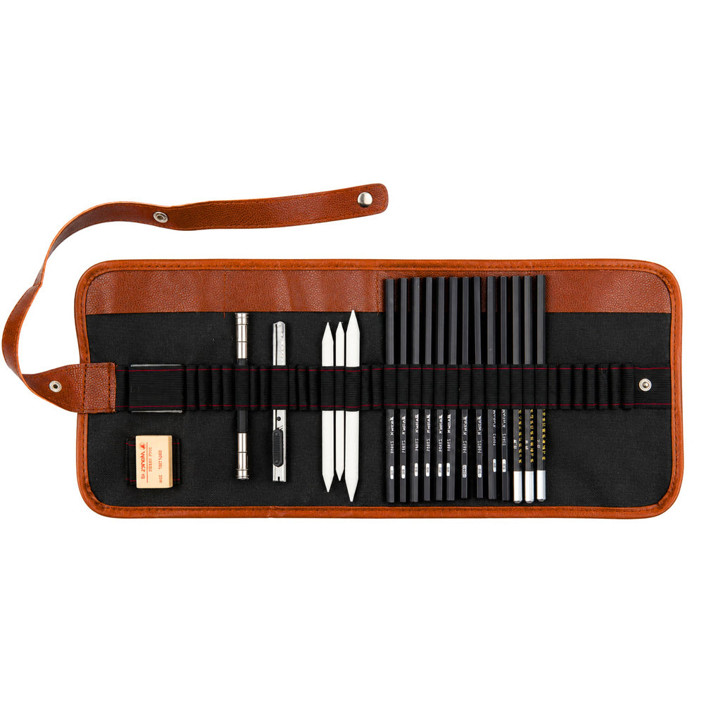 Professional sketching set, drawing pencils, accessories, case, 31-piece.