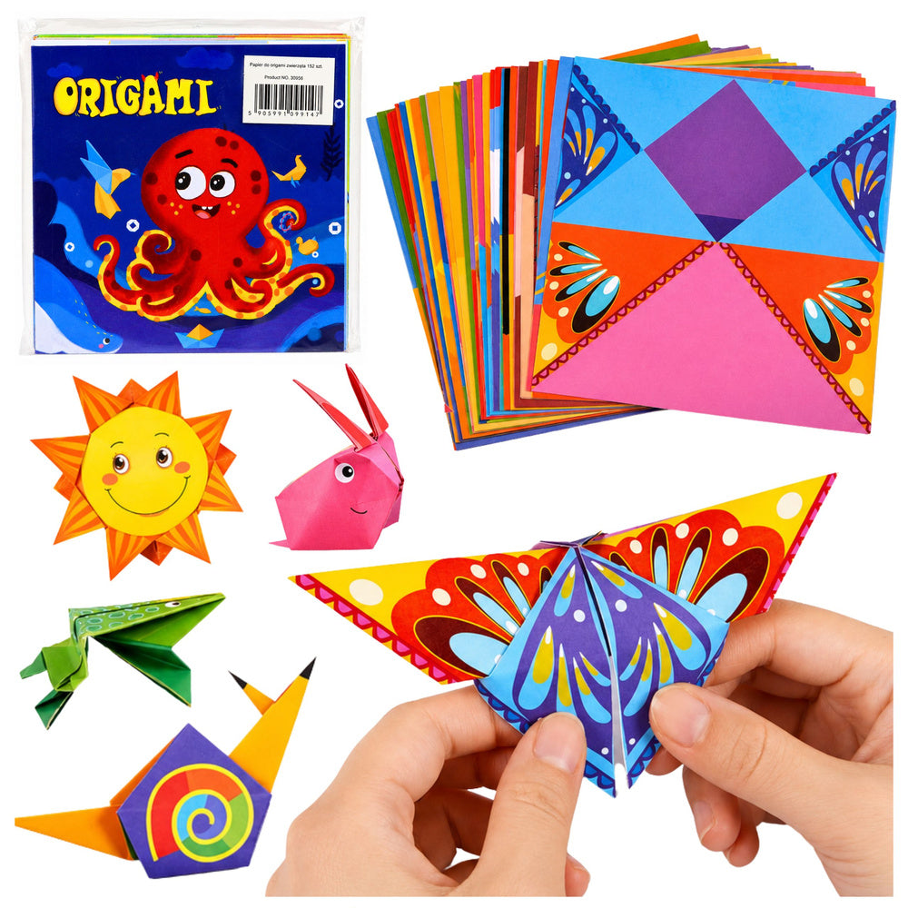 Origami set, colored paper, instruction booklet, 100 sheets