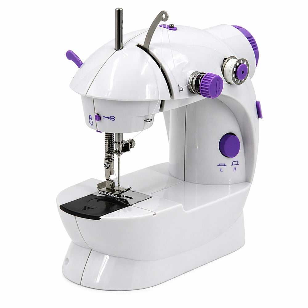 Mini sewing machine with LED light, portable, 2 modes, accessories, foot pedal