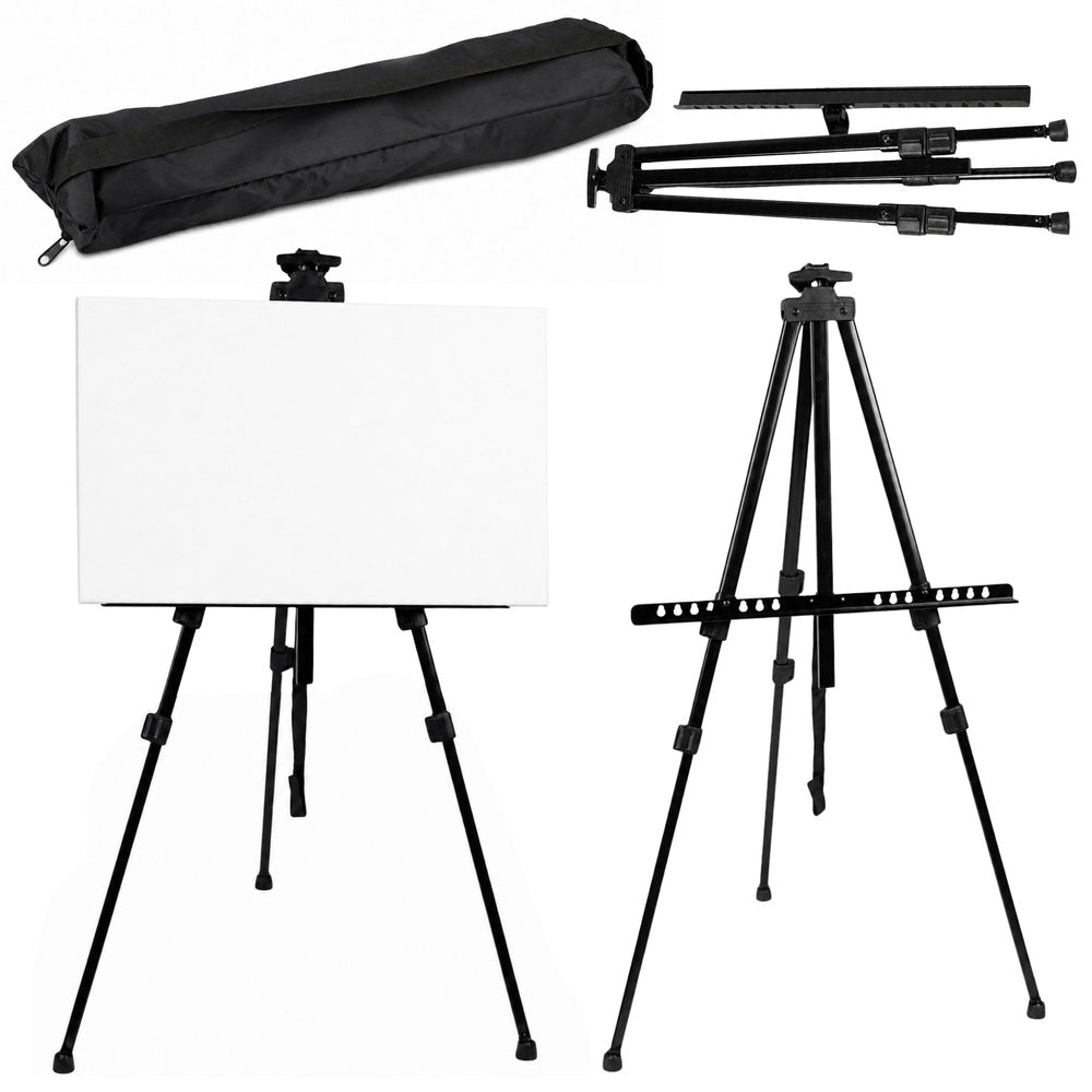 Metal outdoor easel, tripod, adjustable, black bag, 158 cm