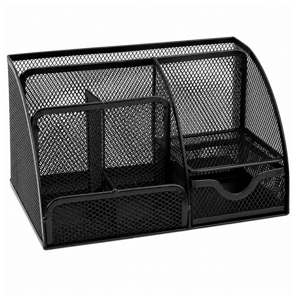 Metal desk organizer, office drawer, tray, black (2)