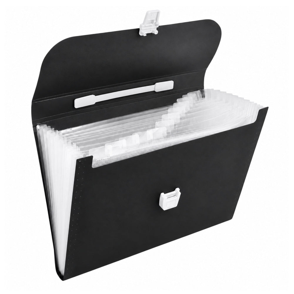 Organizer folder with document holder, 13 compartments, black, A4 (2)