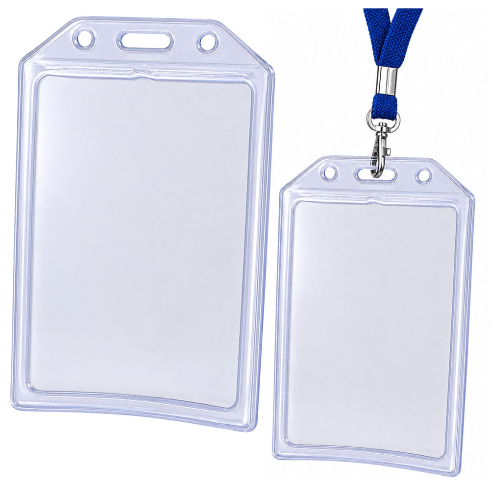 Transparent ID badge holder, portrait orientation, 10.5 x 6 cm