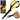 Black and yellow stainless steel office scissors, 18.4 cm