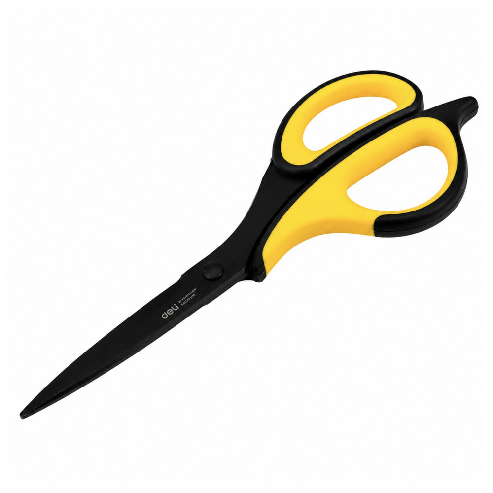Black and yellow stainless steel office scissors, 18.4 cm (2)