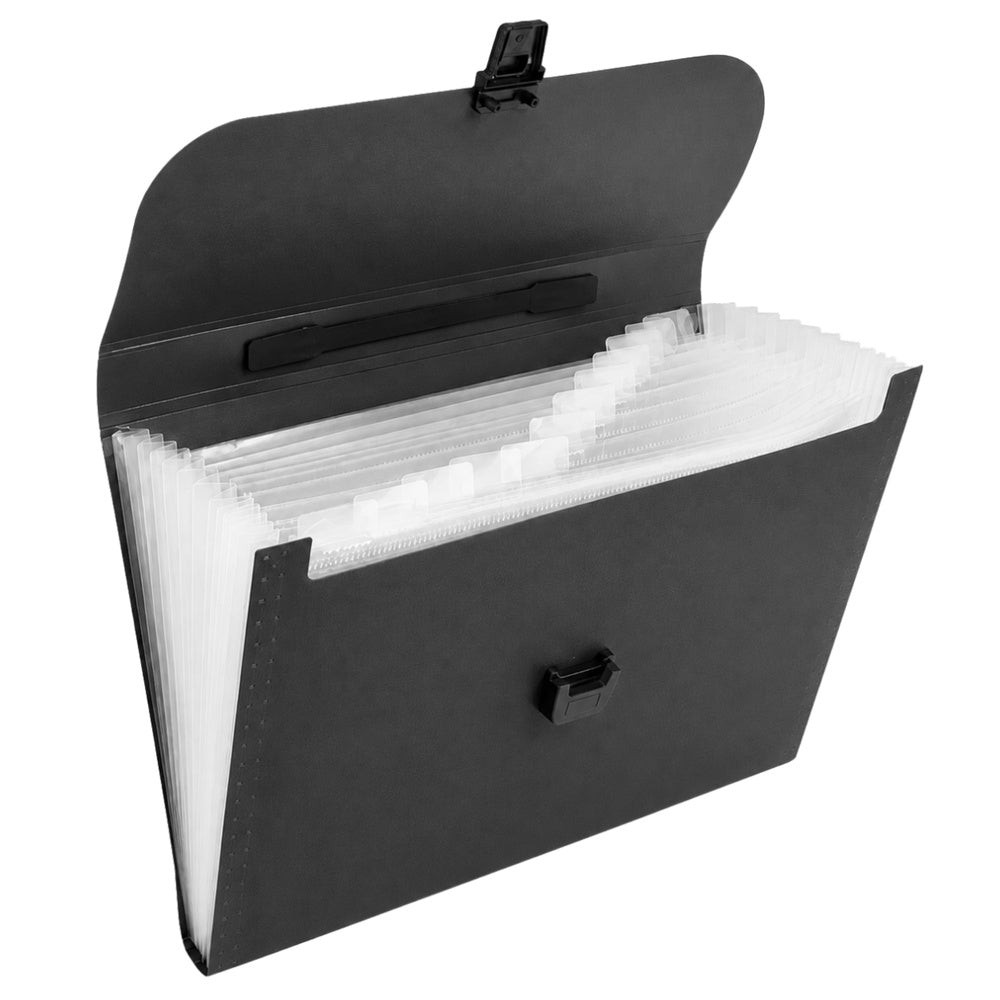 Expanding file folder document organizer with 13 compartments, black, A4 (2)