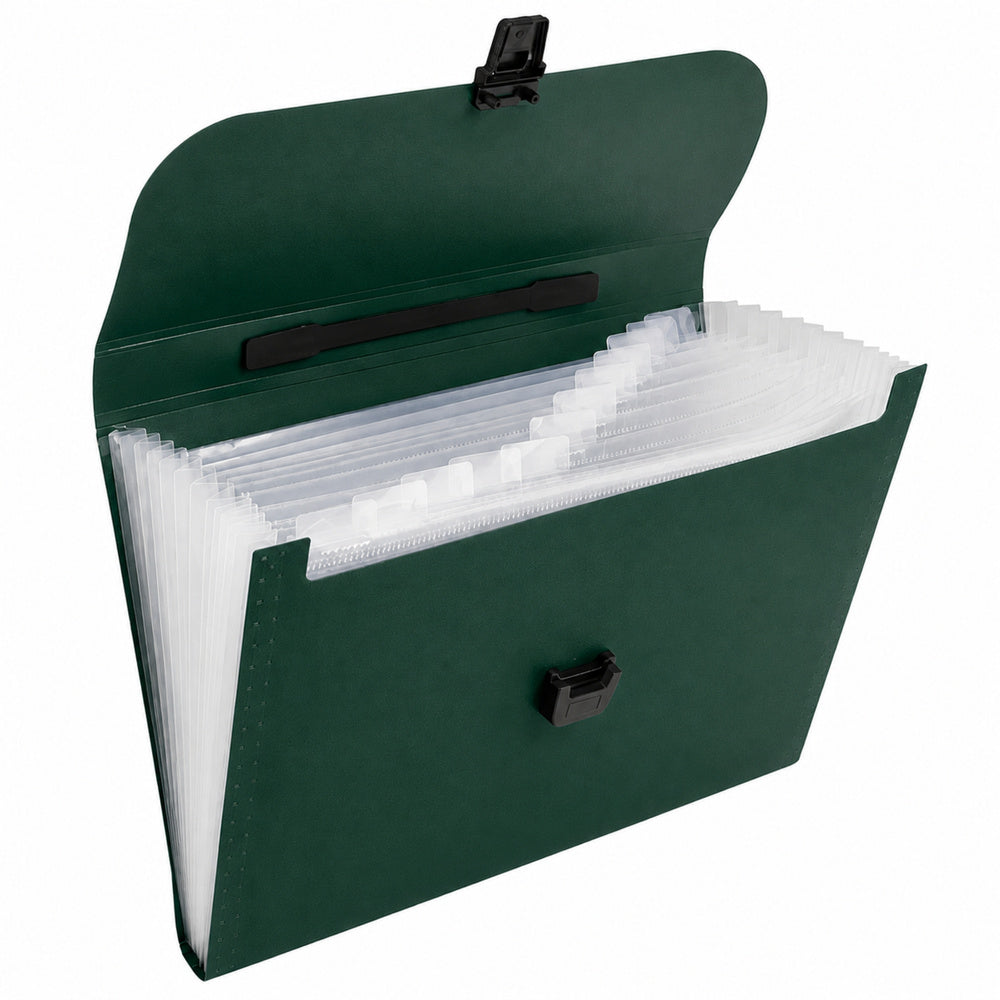 Document folder, 13 compartments, Green, A4, Handle (2)