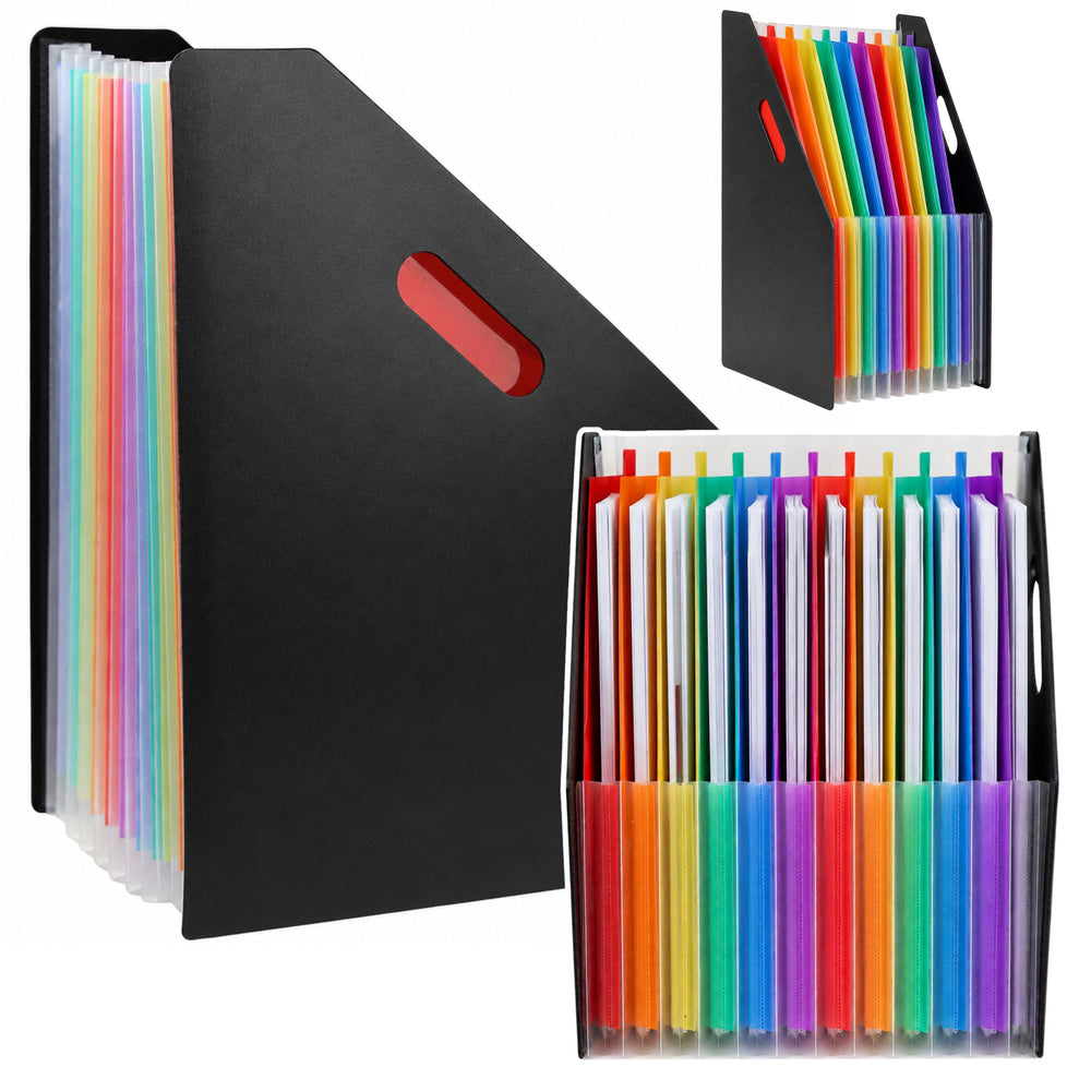 File organizer for office documents, 13 compartments, A4, black