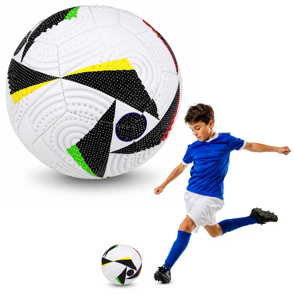 Training football for grass pitches, white, pattern, 22 cm, size 5