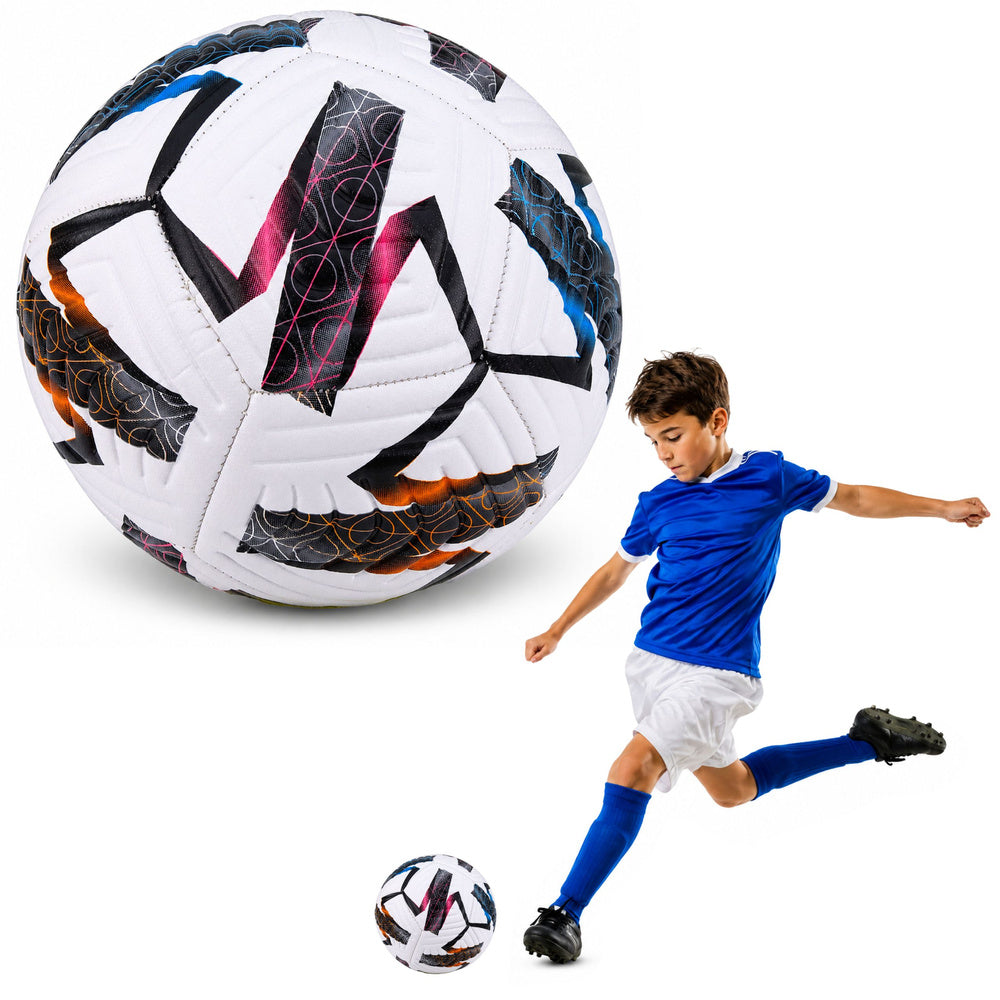 Training football for grass pitches, white, patterned, 22 cm, size 5