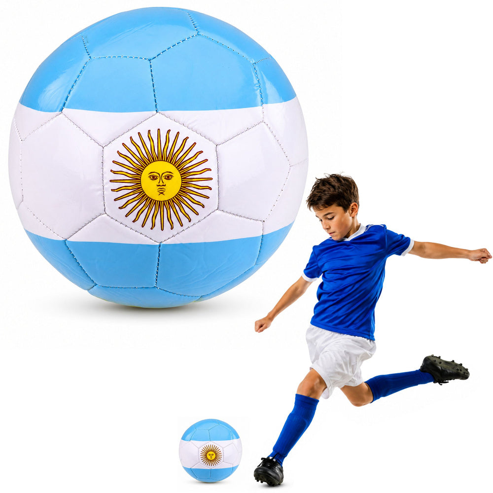 Training soccer ball for grass pitches, Argentine colors, 22 cm, size 5