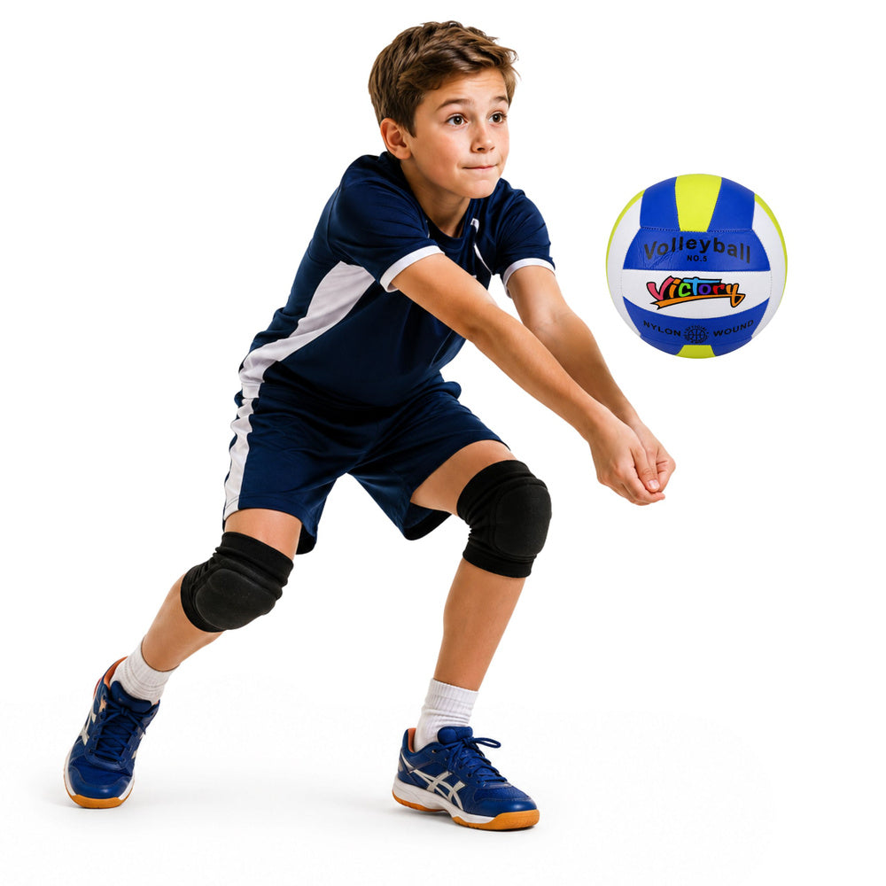 Volleyball training ball, jump ball, yellow, white, blue, 22 cm, size 5 (2)