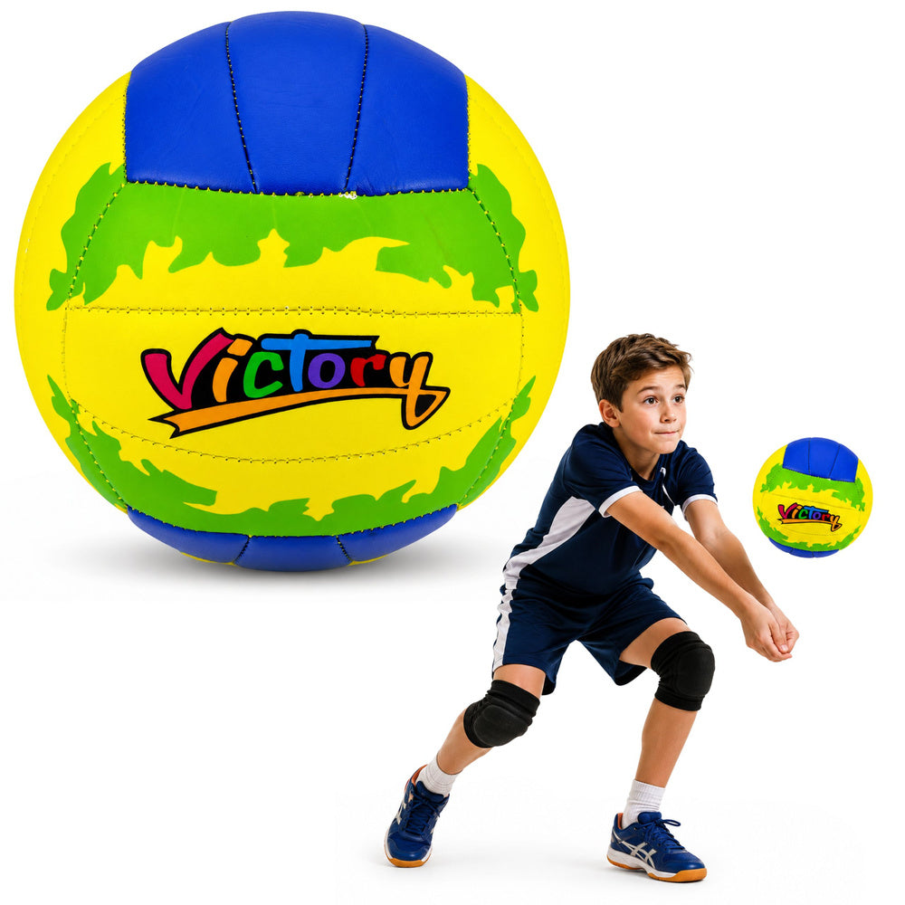 Volleyball training ball, yellow and blue, 22 cm, size 5