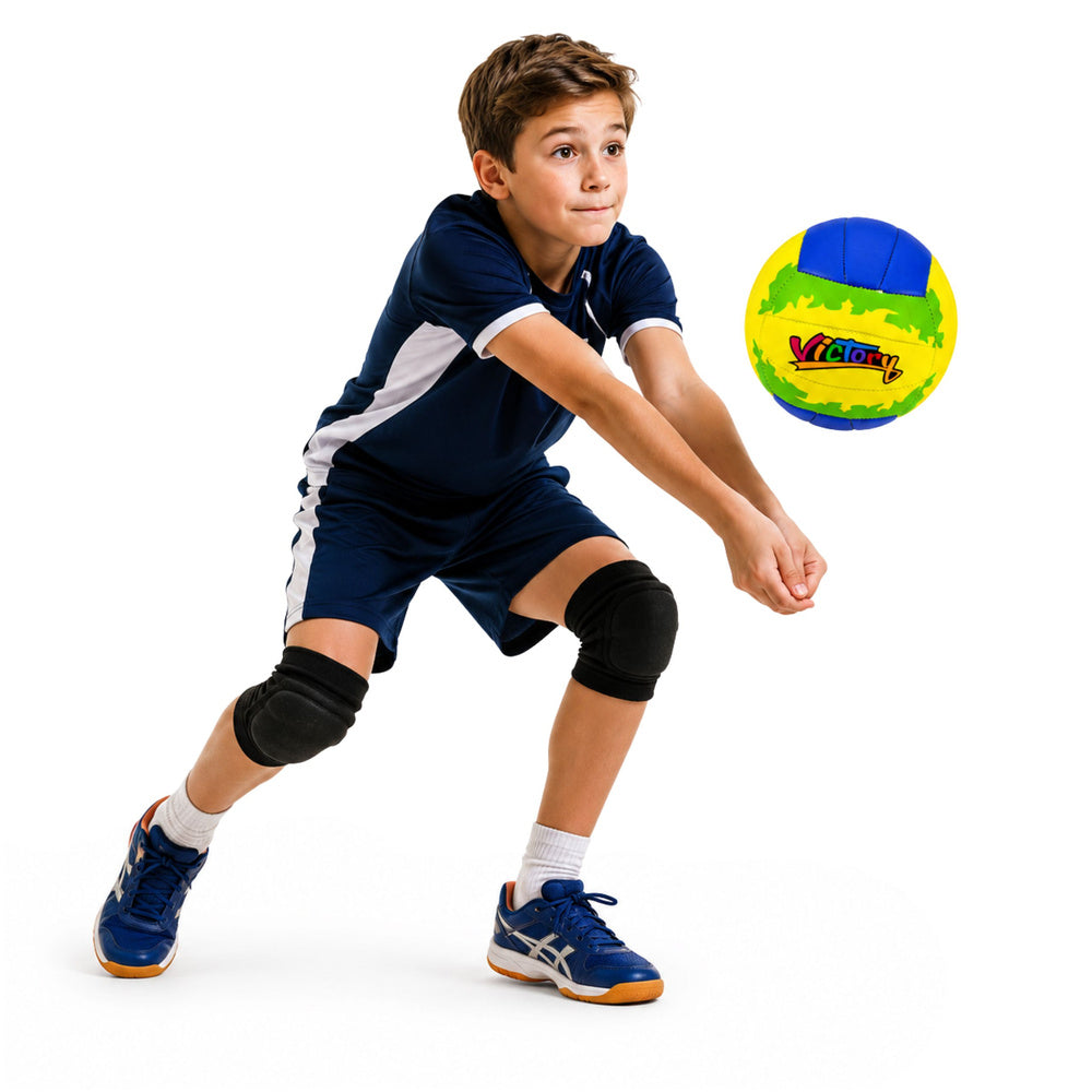 Volleyball training ball, yellow and blue, 22 cm, size 5 (2)