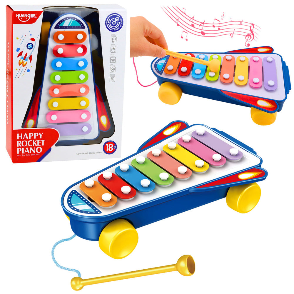 Rocket kiddie pool on wheels spaceship baton blue
