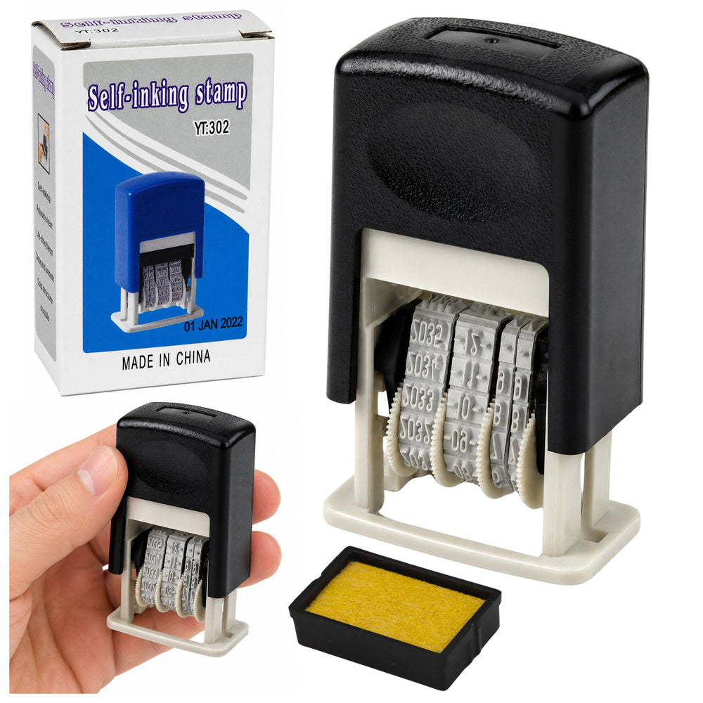 Automatic date stamp, adjustable office date stamp, black