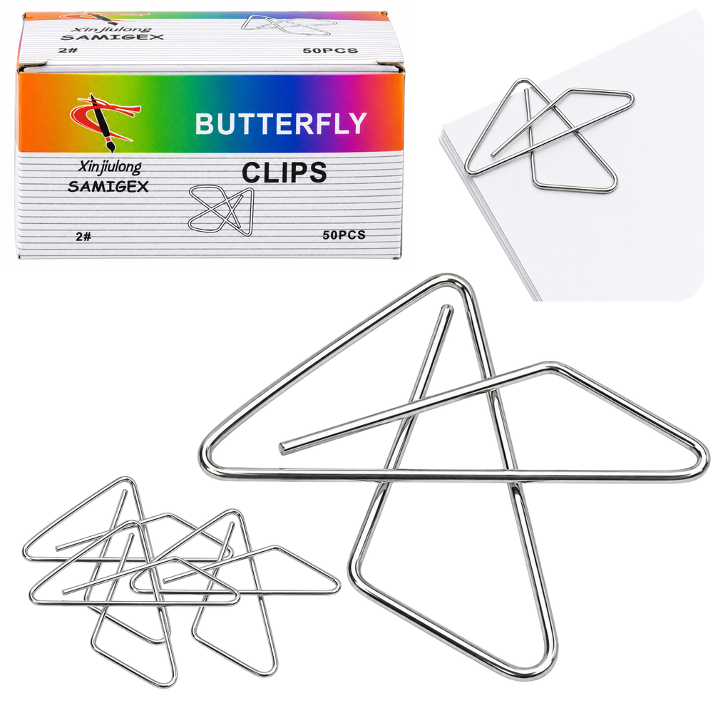 Metal butterfly binder clips for office documents 32 mm 50 pieces.