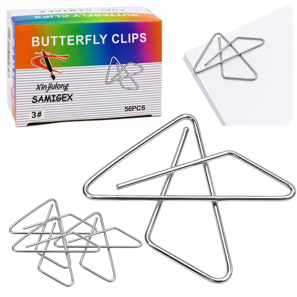 Metal butterfly binder clips for office documents 28 mm 50 pieces.
