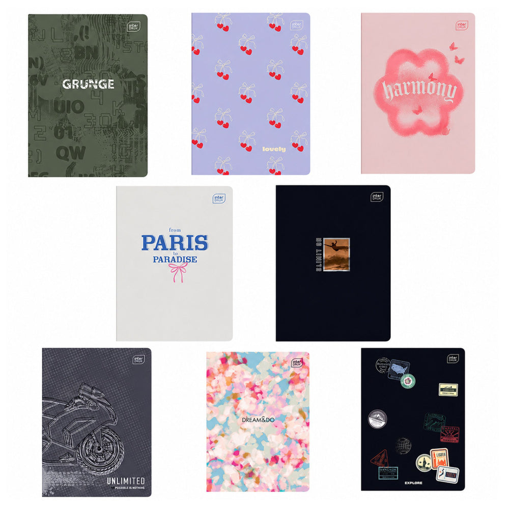 INTERDRUK A5 Exercise Book Squared with Margin 60 Sheets Assorted Designs