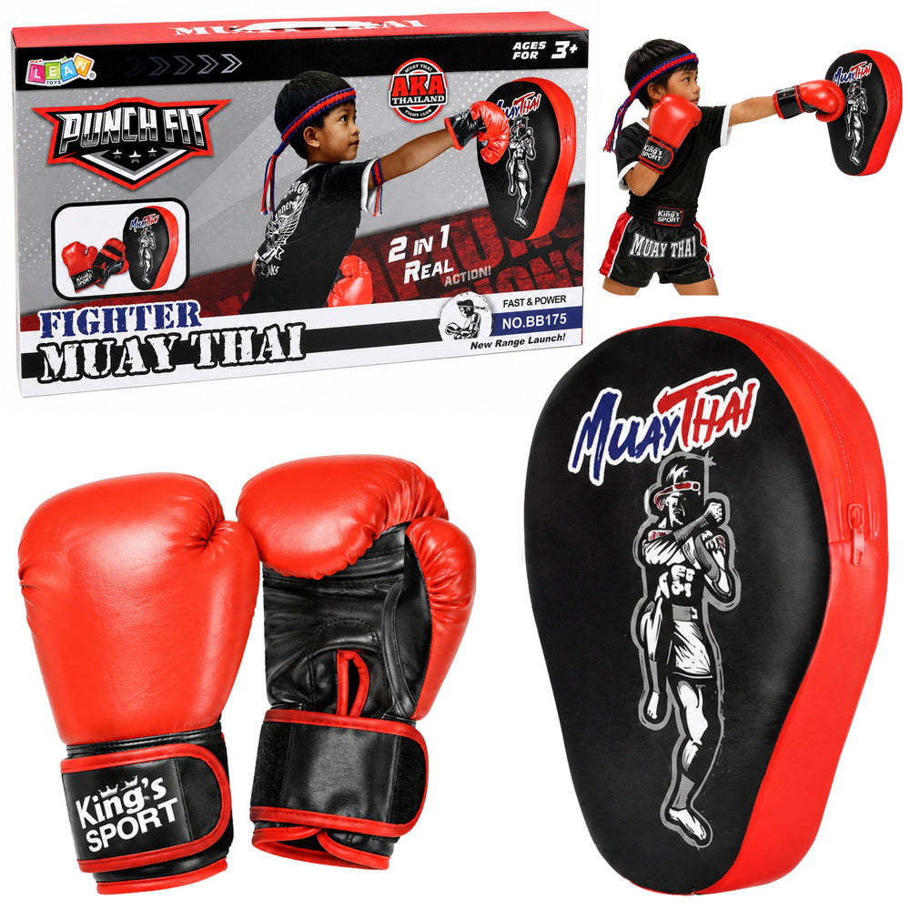 Boxing sports set with gloves and training pads 2-in-1 Muay Thai