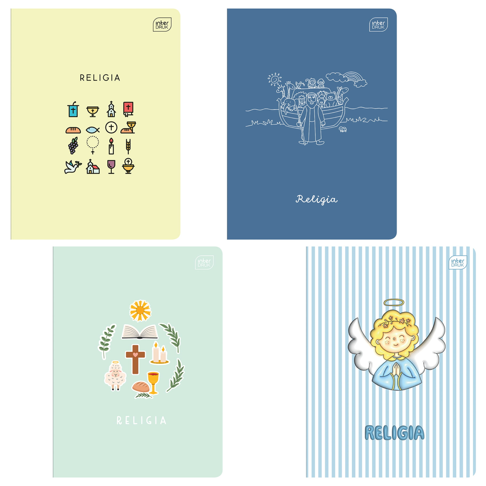 INTERDRUK A5 Religious Education Notebook, Squared, 32 Sheets with Decorative Pages, Assorted Designs
