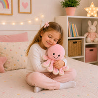 Plush octopus, stuffed animal with elastic tentacles, pink, 50 cm (2)
