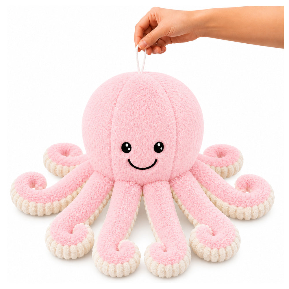 Plush octopus, stuffed animal with elastic tentacles, pink, 50 cm (3)