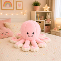 Plush octopus, stuffed animal with elastic tentacles, pink, 50 cm (4)