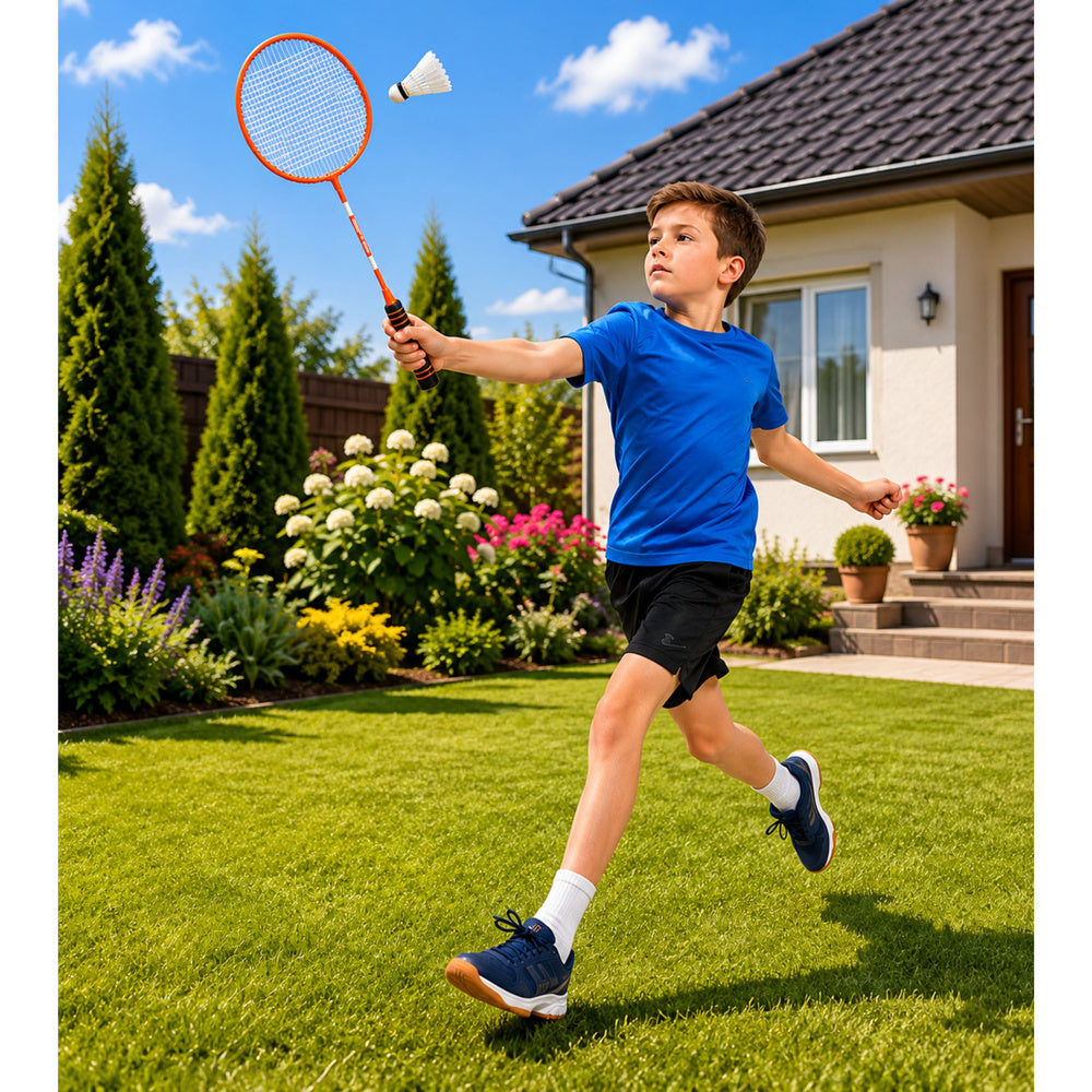 Badminton set, rackets, shuttlecock case, orange (4)