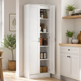 Pantry cabinet 175 cm with storage space, kitchen cabinet with soft-close doors and adjustable shelves, white (2)