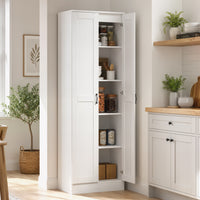 Pantry cabinet 175 cm with storage space, kitchen cabinet with soft-close doors and adjustable shelves, white (2)
