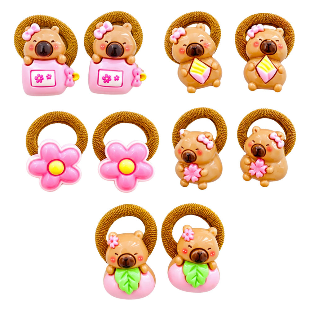 Capybara Hair Ties Pink Elements Set of 10 Elastic Bands (2)