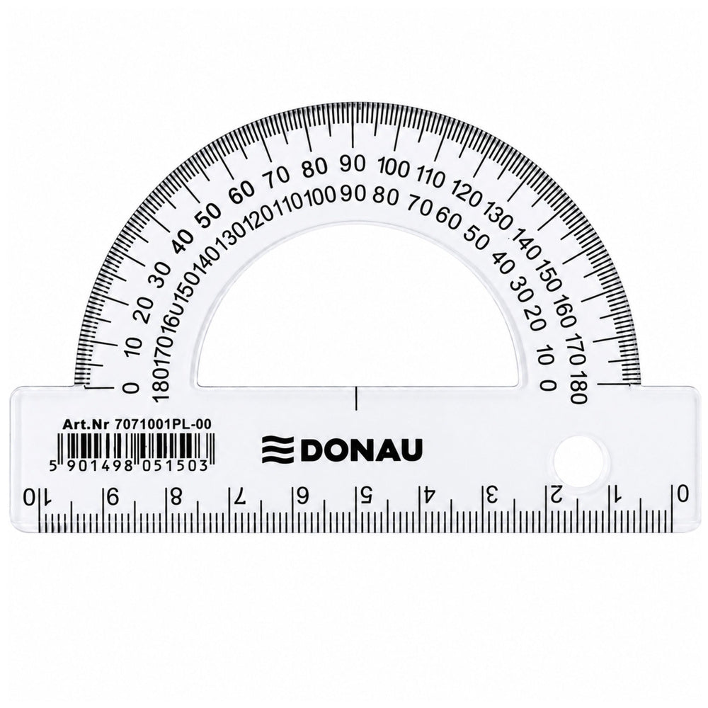 DONAU Transparent School Protractor 180° 10 cm